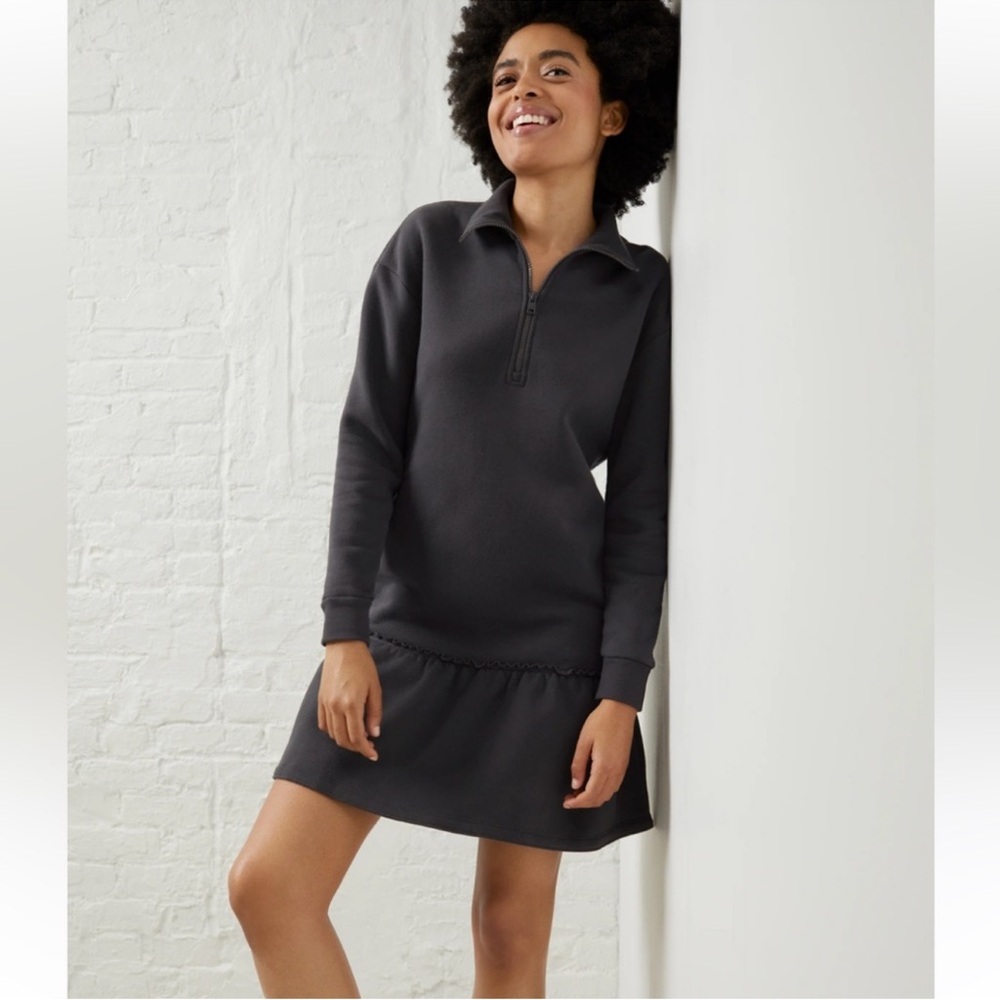 NWT Upwest Sweater Dress Soft Fleece‎ Long Sleeve Gray w/ Pockets Small Casual